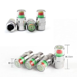 KURAMI Tapones de válvula de neumático, tapas de presión de neumáticos, 32 PSI 2.2 bar, TPMS, sensor de presión de neumáticos, indicador de 3 alertas de ojos de color, 4 unidades