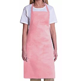 MHF BIB APRON WITH 2 WAIST POCKETS-1 PIECE PACK- COLOR WHITE,BLUE,RED - Pink