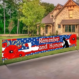 BlissYard Martyrs' Day Backdrop Banner 118 x 20 inch America Independence Day Outdoor Decorations Remember and Honor Party Decorations Supplies Banner 4th of July Independence Day
