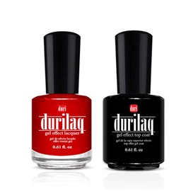 duri Durilaq, DUO10 True Red, Sophisticated Red Opaque Gel Effect Lacquer and Top Coat, 0.61 fl.oz. each