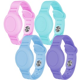 4 Pack Waterproof Bracelet for AirTag Kids, Hidden Silicone Wristband for AirTag, GPS Tracker Case for Air Tag Holder Strap Band for Child Toddler, Secure Anti-Loss Protection
