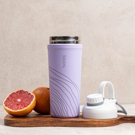 bzyoo 26oz Double-Walled Stainless Steel Insulated Tumbler with Straw Leak Proof Ideal for Smoothies, Ice Tea or Coffee Includes Mixer Ball BPA Free - Organica Purple