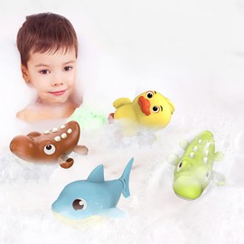 Toddmomy Juguetes de Baño de Animales para Bebés 3 Uds. Tiburón Cocodrilo Globo Juguetes de Bañera de Agua Flotante Criatura Marina de Plástico Juguetes de Agua para Niños Pequeños