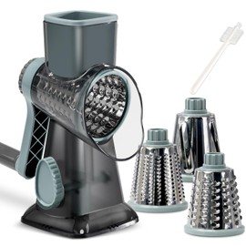 GYH&GXR Rotary Cheese Grater with Handle Vegetable Cheese Shredder Slicer Grater for Kitchen 3 Changeable Blades for Cheese Potato Zucchini Nuts Chocolate.