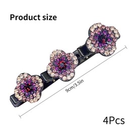 LUHOCIY Double Layer Hair Clip, Crystal Stone Braided Hair Clips, Hummingbird Hair Clip, for Lazy Braiding, Suitable for All Hairstyles, Easy to Braid (Four Leaf Clover Style)