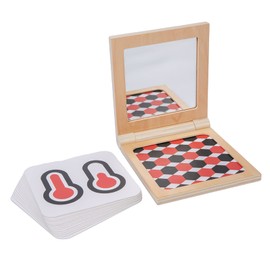 Adena Montessori Black and White Cards Wooden Frame with Mirror Tummy Time Toys 0-3 Months for Newborn