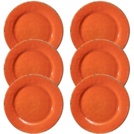 ZAROCRUS 11" Melamine Dinner Plates, 6-piece dining Plate Set Unbreakable Dinnerware Plates for Indoor and Outdoor, Unbreakable Dishes Set of 6, Lightweight RV plates, Orange…