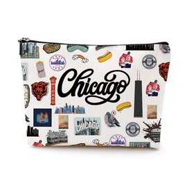 Chicago Makeup Bag Chicago Lover Gifts Travel Chicago Souvenir Gift Cosmetic Bag Chicago Accessories for Women Girls Mom BFF Birthday Mothers Day Graduation Bachelorette Party Favors Girls Trip Gifts