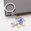 Jiawu Blue Evil Eye Keychain, Silver Lucky Elephant Key Ring,