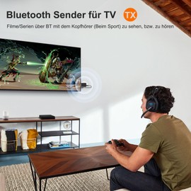 USB Bluetooth Sender Empfänger, 2-in-1 Bluetooth 5.0 Audio Adapter mit 3,5mm Aux Klinke Kable, BT Trasmitter Receiver für TV/PC/Auto/Kopfhörer/Heimstereo/Kopfhörer