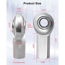 CF5 Rod End Bearing Heim Joints Right Hand Female Thread Heim Joint, 5/16 x 5/16-24 Stainless Female Rod End Bearing with Jam Nuts, 4 Pack