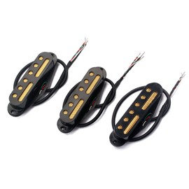 Alnicov SSS Standard Single Coil Pickup Set Guitar Neck/Middle/Bridge Pickup for Strat Squier Electric Guitar, Black