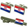 Croatia Flag Cufflinks Ties Matching Same Fabric Box Set