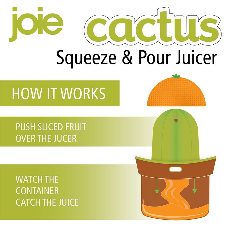 Joie Cactus Squeeze and Pour Juicer, 6oz – Easy-to-Use Citrus