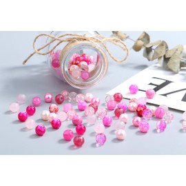 DUQGUHO Pink Glass Beads 360 Pcs 8mm Big Hole Colored Bead for Bracelet Making Bracelet Necklace Glass Beads Earring Anklet DIY Crafts Jewelry Making
