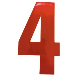 Merriway BH05632 (2 Pcs) Red High Visibility Reflective Plastic Stick-On Wheelie Bin Post Box Crate Dust Bin Numeral 150 mm (6 Inch) Number 4 - Pack of 2 Pieces