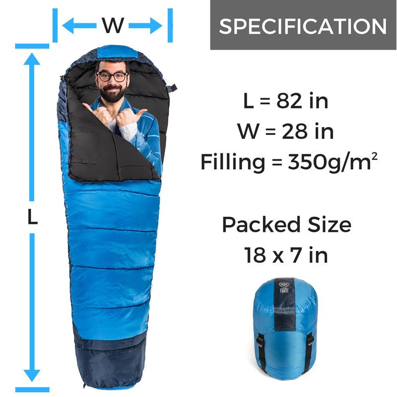 Viking Trek 350x Lightweight Adult Sleeping Bag – Warm &