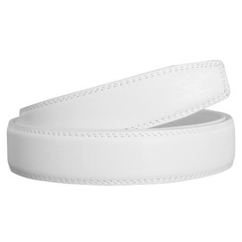 Nelbons Men's Leather Ratchet Belt Strap Only 35mm 1 3/8,Leather Belt without Buckle,replacement belt (F-White-2, 130CM/UP TO Waist:44'')