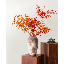 GeLive Distressed Ceramic Vase Retro Rustic Vase Farmhouse Vase Wabi Sabi Pottery Vase Fall Decor Waterproof Fresh Flower Vase Table Centerpiece Vase Whitewashed Terracotta Vase Home Decor