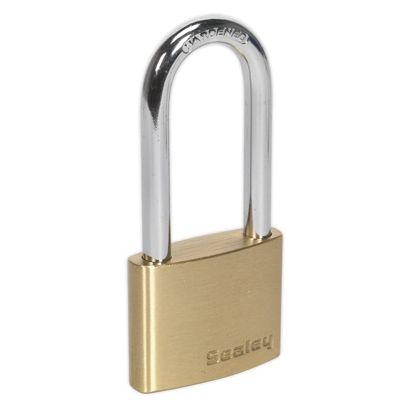 Sealey Pl102L Brass Body Padlock Long Shackle 50Mm