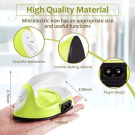 Mini Craft Iron Mini Heat Press Mini Iron Portable Handy Heat Press Small Iron with Charging Base Accessories for Fuse Beads Patch DIY Shoes T-shirts Heat Transfer Vinyl Projects(Fruit Green)