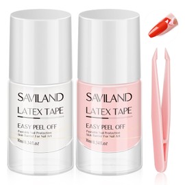 Saviland Liquid Latex for Nails, 20ML Latex Nail Polish Barrier Peel Off with Tweezer, Cuticle Guard Skin Barrier Nail Protector Pink White Nail Tape for Nail Art Tools Manicure Set for Salon Home
