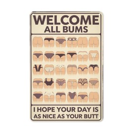 Cheeky Welcome Tin Sign 8X12IN Humorous Metal Wall Art for College Dorm, Tavern & Quirky Entryway Decor