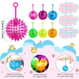 Sotiff 150 Pcs Light up Ball Spiky LED Bouncy Ball Flashing Squeaky Ball Multicolor Puffer Balls Stress Relief Balls Rubber Sensory Toy Carnival Prizes Bulk Party Favors for Teens, Adults, Children