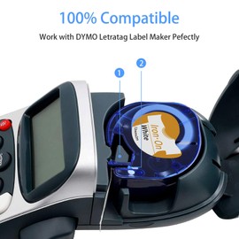 Compatible Dymo LetraTag Iron-On Fabric Labels 18771, Iron on Labels for Clothing Tape Work with Dymo Letratag LT LT-100H LT-110T Printer, Black on White,1/2-Inch x 6.5-Foot Roll