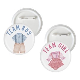 10 Pcs Baby Clothes Gender Reveal Button Pins, Team Boy Team Girl Badge Pins, Little Baby Clothes Pink or Blue/He or She Stain Brooch Button for Baby Shower Party Decorations