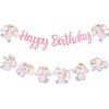 Pink Elephant Happy Birthday Banners - Baby Shower Decoration for