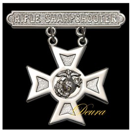 US ARMY Marine Corps Qualification Silver Badge Rifle Sharpshooter Marksmanship