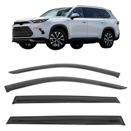 IKON MOTORSPORTS Tape on Window Visors Compatible with 2024-2025 Lexus TX350 TX500h TX550h+ & Toyota Grand Highlander, Acrylic Smoke/Tinted Rain Guards, Side Window Wind Deflectors 4PCS