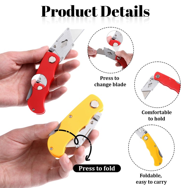 16 Pcs Folding Utility Knife 4 Color Retractable Box Cutter