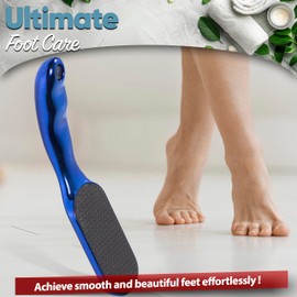 Medium Grit Foot File with Handle, Blue Pedicure Tool for Smooth Feet, Reusable Exfoliating Callus Remover, Portable and Durable Foot Care Tool