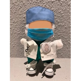 Doctor Set for 6.7 Inch Clothes - 8 Hand-Sewn Mint Green Pieces: White Coat, Pants, Medical Tools I 17cm Pretend Play Costume Accessories Only (Doctor C)