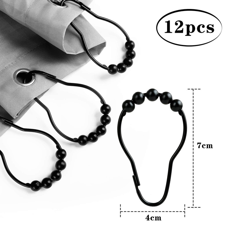 LIHAO 12 x Shower Rings Shower Curtain Hooks Stainless Steel