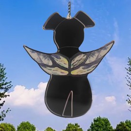 Angel Dog Memorial Gifts for Loss of Dog-Hanging Dogs Bereavement Sympathy Rememberance Gift Pet Passing Away Remembrance Stained Glass Window Wall Ornaments for Dog Lovers (Black)