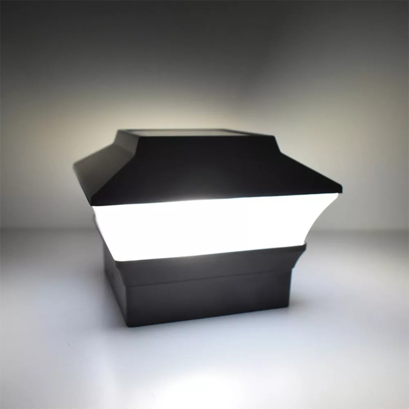 RELIGHTABLE 6-Pack Solar Black 4"x4" Square Deck Post Fence Light