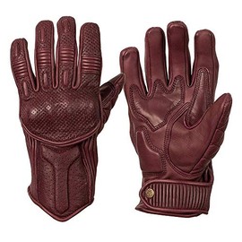 Goldtop Womens Silk & Unlined Predator CE Approved Leather Motorcycle Gloves - Burgundy (XL - 8")