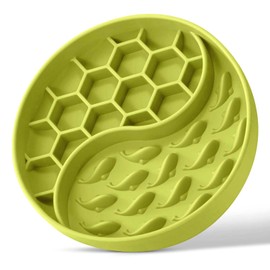 ZOURYNUA Slow Feeder Dog Bowls, Silicone Pet Food Bowls with Suction Cups, Non-Slip Dog Feeding Slow Down Pet Eating Speed for Fast Eaters, Anxiety Relief & Fun Added (Light Green)