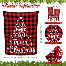 Moukeren 6 Pcs Christmas Chair Back Covers Xmas Chair Covers Dining Room Seat Covers Buffalo Plaid Chair Slipcovers Removable Washable Dining Protector for Christmas Dining Kitchen Chair Decoration