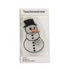 4 Hand Warmers with Snowman Motif, Reusable, with Metal Plates,