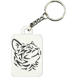 Dog and Cat 3D Printed Keychains, Decorative Zipper Pulls, Black and White (Tabby Cat)