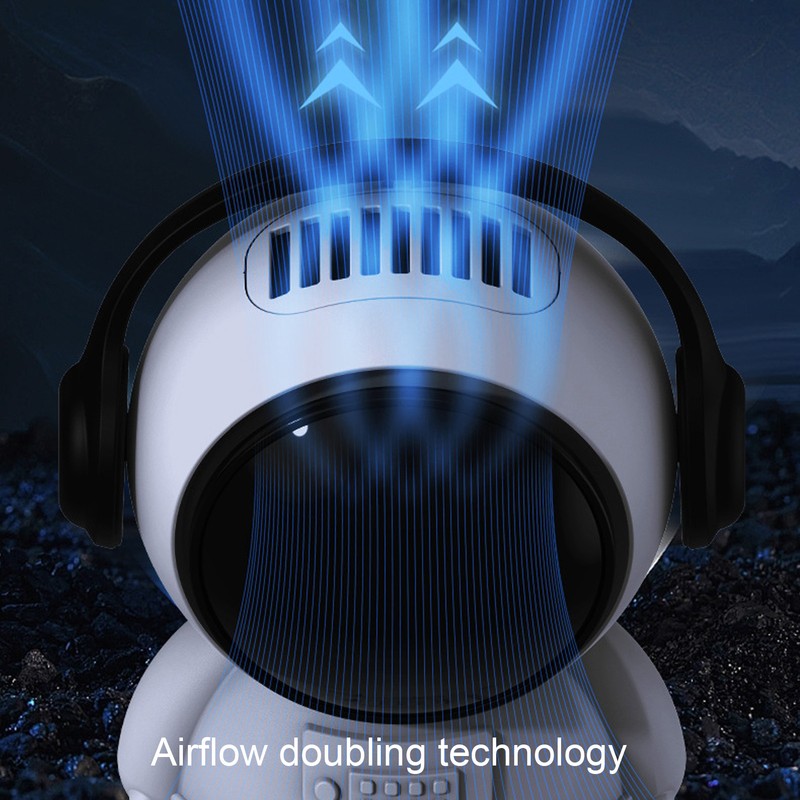 Portable Fan Spaceman Shaped 2 Speeds USB Rechargeable Mini Neck