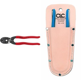 KNIPEX CoBolt Compact Bolt Cutter (7101200), 8-Inch and Custom Leathercraft Heavy Duty Closed End Tool Holder