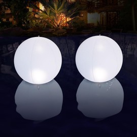 Esuper Floating Pool Lights Solar Powered 1 PCS, 14 Inch Color Changing Led Glow Globe Solar Pool Lights That Float, Inflatable Waterproof Solar Floating Pool Ball Lights for Pool, Party Decorations