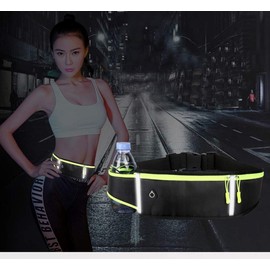 Zingtsing Running Waist Packs Outdoor Water Proof Fanny Bag Adjustable Bounce Exercise Hiking Belt Bag Jogging Waist Pocket for Men & Women (Black)