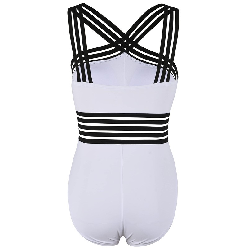 Hilor Women's One Piece Swimwear Front Crossover Swimsuits Hollow Bathing