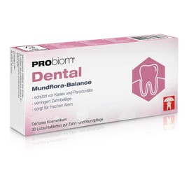 PRObiom Dental Probiotic Tablets Against Bad Breath [Fresh Breath Without Chemistry] – Pack of 30 Including Protection Against Plaque, Caries & Inflammation – Probiotic Oral Flora Care – Pleasantly Minty Fresh